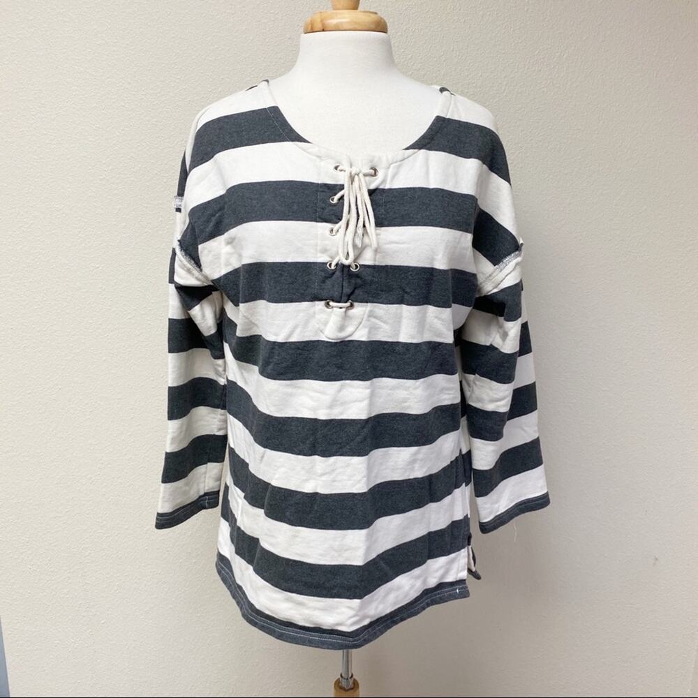 Maybe Baby Striped Lace up Sweatshirt L